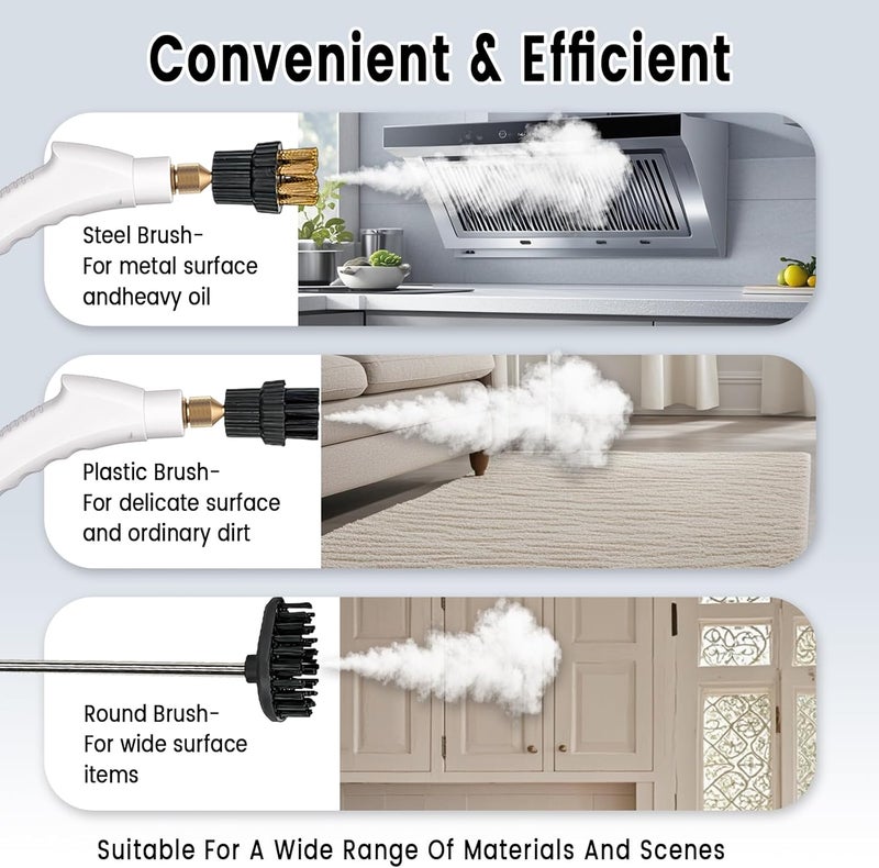 AULANK 2500W Handheld Steam Cleaner,Portable Car Steamer For Auto Detailing,High-Temperature and Pressure Steam Cleaner For Home, Steam Cleaning Machine for Furniture,Kitchen,Grout,Floor,Tile (6-White) - Image 4
